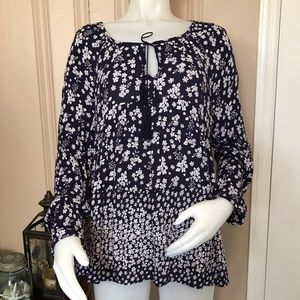 Old Navy Blue/White Peasant Blouse XL